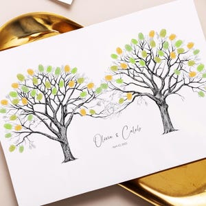 Wedding Guest Book Alternative - Oak Tree. Fingerprint Guestbook, Custom Wedding Thumbprint Tree,  wedding guestbook, 5th anniversary gift