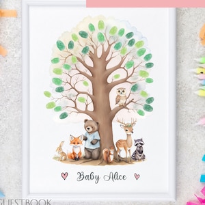Baby Shower Guest Book Alternative - INSTANT DOWNLOAD - Woodland Fingerprint Guestbook Alternative - Guest Sign In Baby Shower - Guest Book