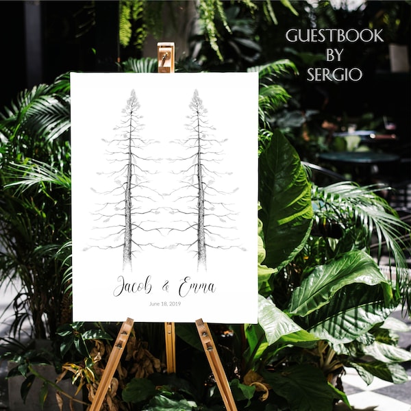 Wedding Guest Book, Pine Tree Guest Book Custom Wedding Guestbook, Wedding Guest Book Ideas, Rustic Guestbook Tree Alternative, FREE Sign