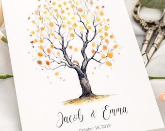 Personalized Wedding Guest Book Alternative, Fingerprint Guestbook, Custom Wedding Thumbprint Tree, 80th birthday gift, wedding guestbook