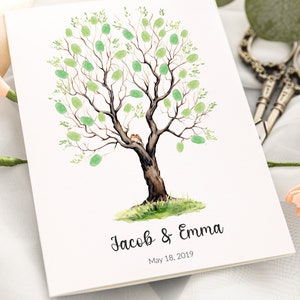Personalized Wedding Guest Book Alternative, Fingerprint Guestbook, Custom Wedding Thumbprint Tree, 80th birthday gift, wedding guestbook