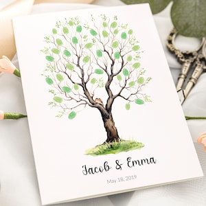 Wedding Guest Book Fingerprint Tree - Rustic Oak finger print tree, the wedding guest book alternative, thumbprint tree, fingerprint tree