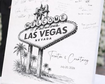Vegas Wedding Guest Book Alternative, Personalized Sign Poster Canvas