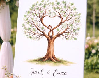 Personalized Wedding Guest Book Alternative, Fingerprint Guestbook, custom guest book, Thumbprint Tree, graduation guest book