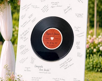 Custom Vinyl Record, RECORD GUEST BOOK, Wedding Guest Book Alternative Printable, Music Wedding Song, Unique Wedding Guestbook, Canvas Print