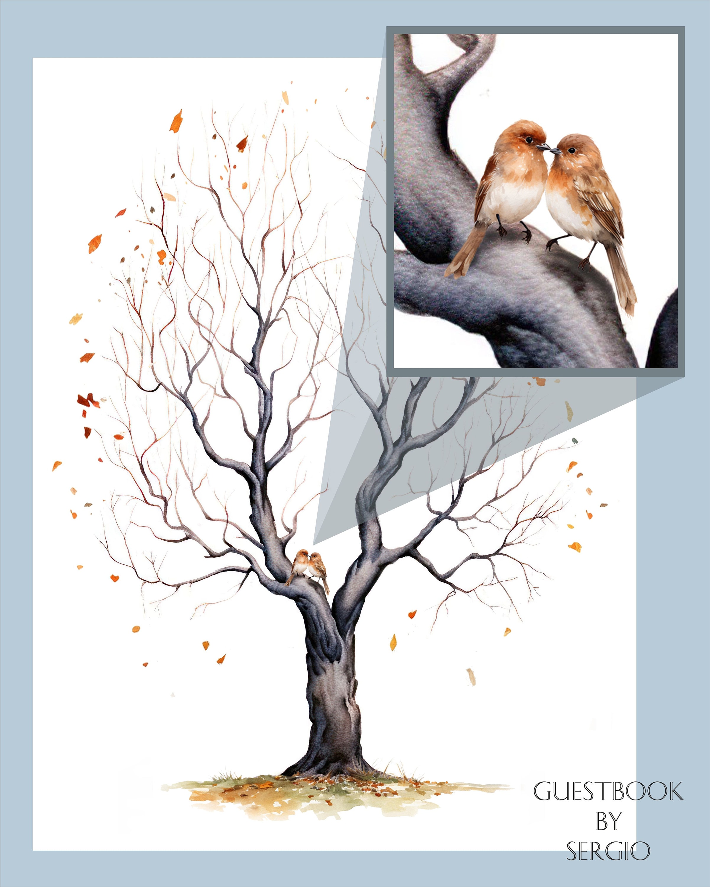 Wedding Guest Book Fingerprint Tree Rustic Oak Finger Print - Etsy