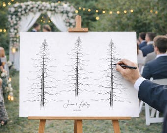 Wedding GUEST BOOK Alternative Print, Signature Tree Guest Book, Personalized Wedding Guest Book Poster, Canvas or Paper Wall Art