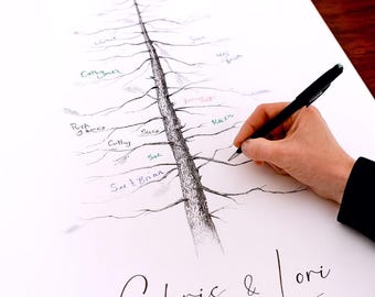 Wedding GUEST BOOK Alternative TREE, Personalized Rustic Pine Guestbook, Custom Wedding Decor