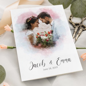 Custom Watercolor Couple Portrait From Photo Personalize Christmas Gift For Her Anniversary Gift For Girlfriend Couple Gift For Boyfriend