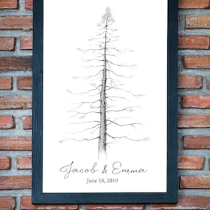 Wedding GUEST BOOK Alternative - Tree PINE. Guest Book Sign, Funeral Guest Book, 3rd Anniversary Gift, Celebration of life guest book