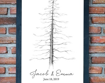 Wedding guest book Alternative Guest Book Sign Tree pine Custom wedding guestbook rustic Wedding Book Digital Wedding gift Wedding signs