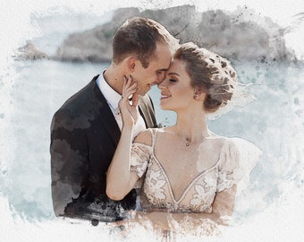 Custom watercolor portrait from photo,, personalized watercolor portrait, wedding, anniversary, engagement gift, Painting From Photo_Art