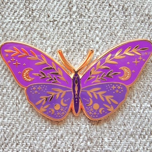 Mulberry Moon Moth ~ Enamel Pin ~ Enchanted Teatime Collection