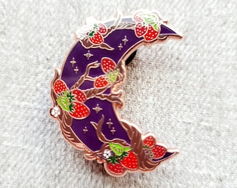 Strawberry Moon - Enamel Pin - Wisteria Woods The Green Witch Collection