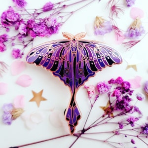 Empress of the Night Lunar Moth Enamel Pin - Cosmic Witch Collection