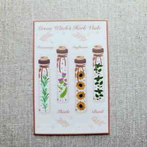 Green Witch’s Herb Vials - Sticker Sheet - Wisteria Woods The Green Witch Collection