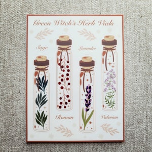 Green Witch’s Herb Vials - Sticker Sheet - Wisteria Woods The Green Witch Collection