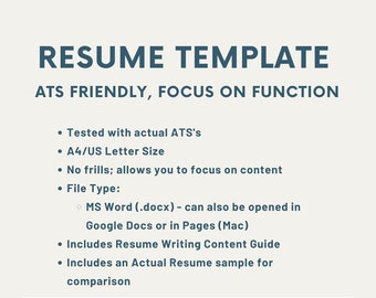 Actual ATS Tested Resume Template | ATS Resume | Professional Resume | Resume Template Word | Minimalist Resume | Digital Resume
