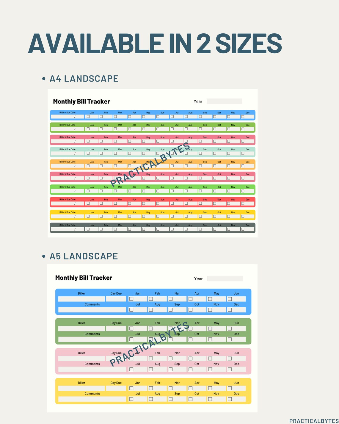 Printable Landscape Monthly Bill Tracker | Bill Pay Checklist | Bill ...
