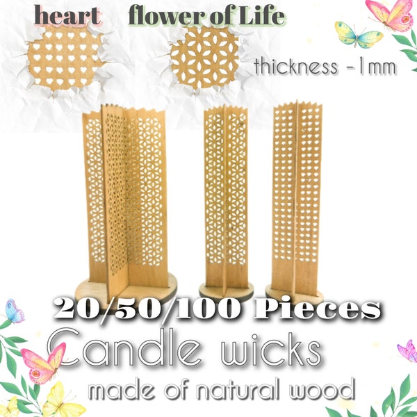 Wood Chip Candle Wicks, 20PC,50PC,100PC,Candle Making Tools, Scented Candles, Smokeless DIY Log Wicks, ,Natural wood