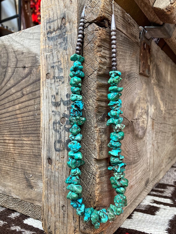 1930’s Navajo Green Turquoise Nuggets  and Handmad