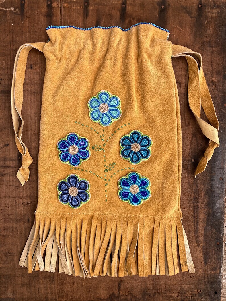 1970s Ojibwe Large Hand Beaded Buckskin Purse Etsy