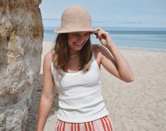 Crochet Bucket Hat Natural Biege