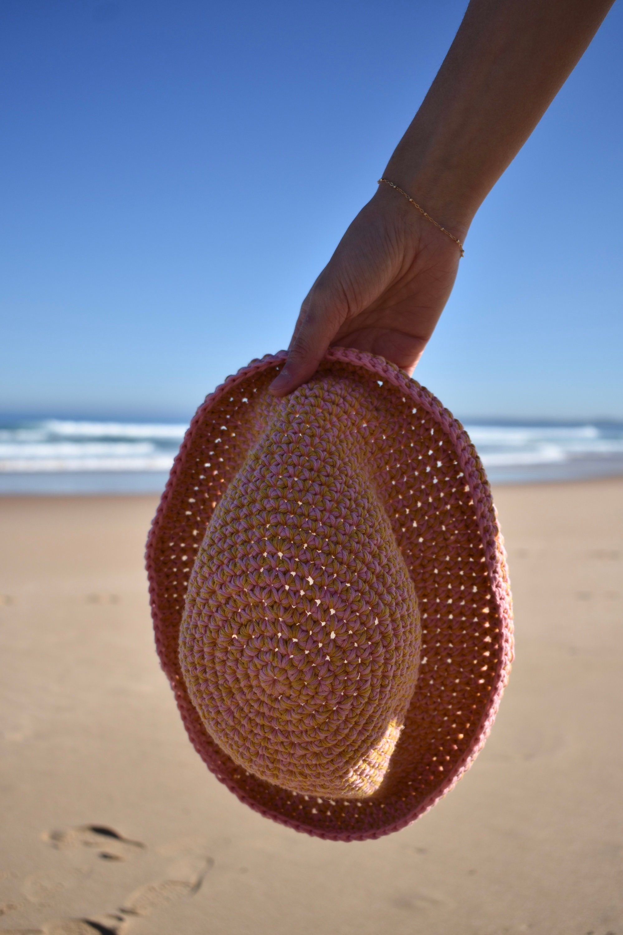 Coral Crochet Bucket Hat