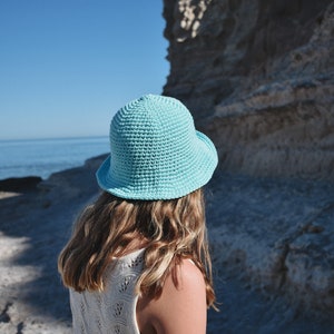 Crochet Bucket Hat Ocean Blue image 1