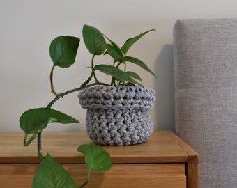 Crochet basket 'Grey' Home Storage Ecofriendly Decor