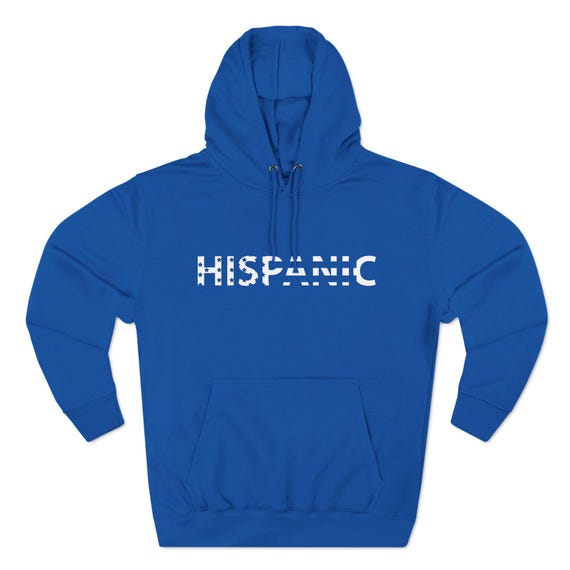 Three-Panel Fleece Hoodie American Flag Support Hispanic Americans Unisex Pullover Sweatshirt, Eco-Friendly, Tag-Free, Recycled Materials