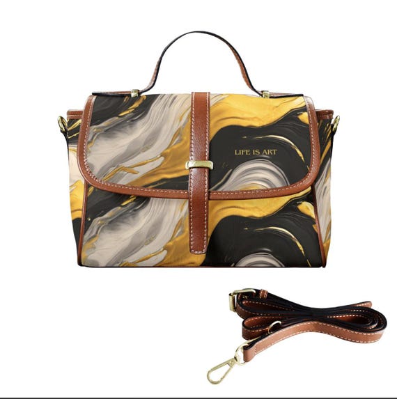 Bali Pour Satchel by Life is Art / Artistic Designer Handbag / PU Leather Handle Purse