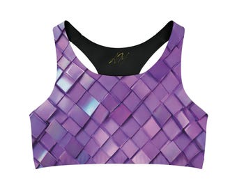 Mermaid Print Sports Bra: Medium Support Workout Crop Top