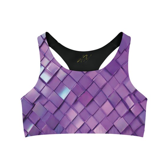 Stylish Sports Bra, Athletic Yoga Fitness Top, Mermaid print Workout Crop Tank, Gym Athletic Wear, Medium Support Active Bra