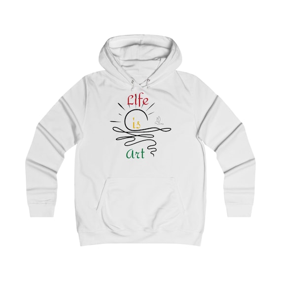 Girlie College Hoodie, Feminine Fit Sweatshirt for Women, JH001 Ladies Hoodie, Kangaroo Pouch Hoody, Graphic Print Pullover