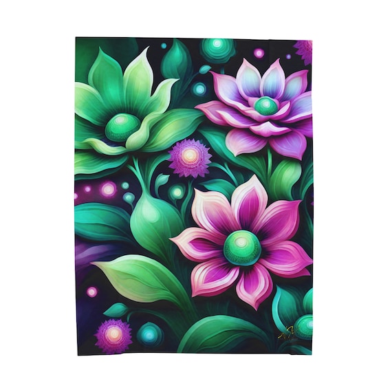Fantasy Flowers Velveteen Plush Blanket