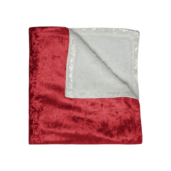 Ruby Red Crushed Velvet Blanket / Large Red Throw / Warm Cozy Elegant Throw