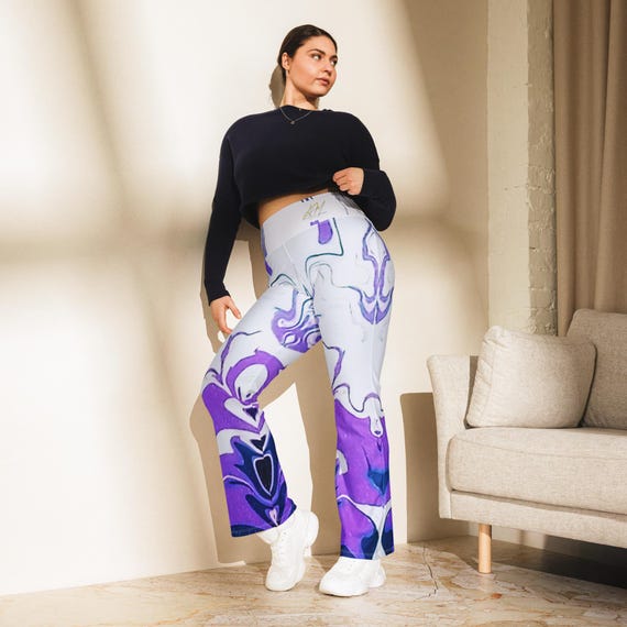 Paint Pour Flare Leggings: High Waisted Activewear, Plus Size Available