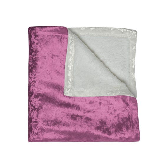 Pink Crushed Velvet Blanket / Large Pink Throw / Warm Cozy Elegant Throw