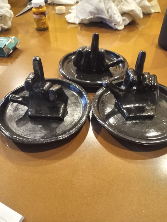 Middle Finger Ashtray / FU table Decoration / Profanity Home Accessory