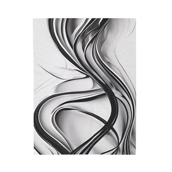 Graphic Blanket, Cozy Home Decor, Elegant Velveteen Plush Throw, Black and White Artwork, Soft and Warm Gift,