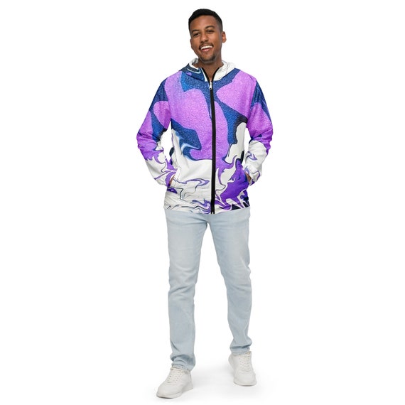 Life is Art Free Flow Men’s Windbreaker / Artistic Paint Pour Design by Angelique Moore