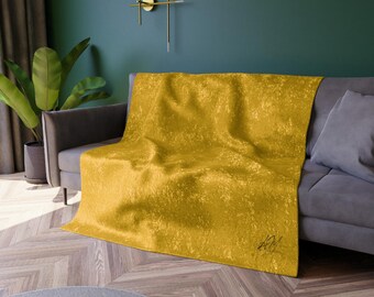 Gold Crushed Velvet Blanket Large Golden Throw Warm Cozy