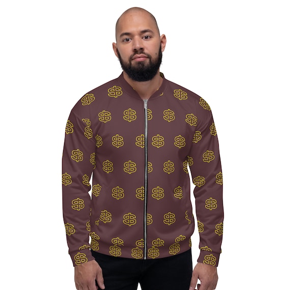 Gold Dollars Unisex Bomber Jacket/ Brown Bomber Coat
