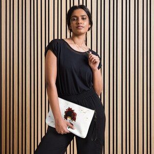 Bolso bandolera de rosas y oro / Monedero gráfico de piel sintética