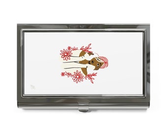 Rot-weiße Frau Visitenkartenhalter