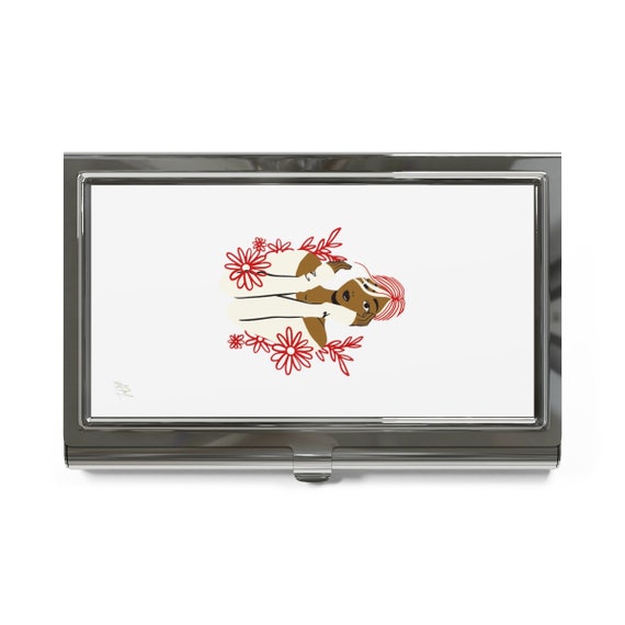 Red and White Woman Business Card Holder