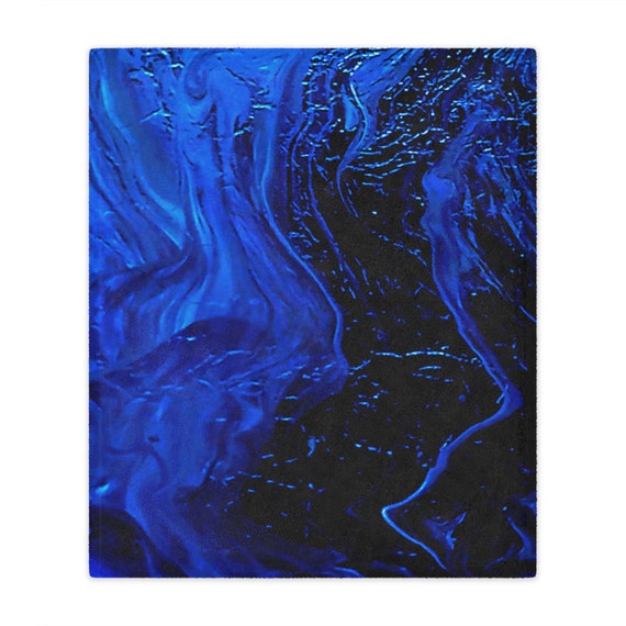 Blue Tide Minky Blanket / Luxurious Paint Pour Art by Ace's Creations / Cozy Cover