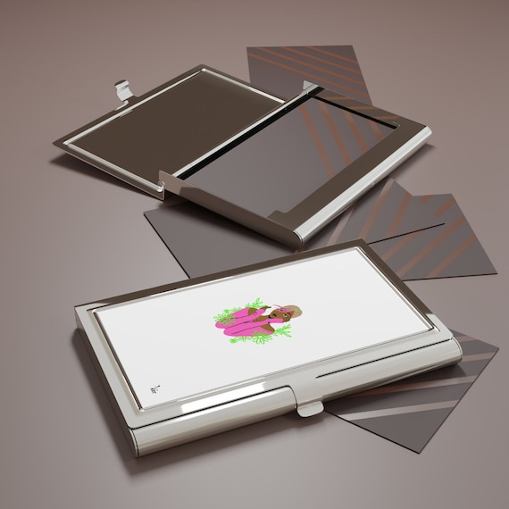 Pink and Green Women Business Card Holder