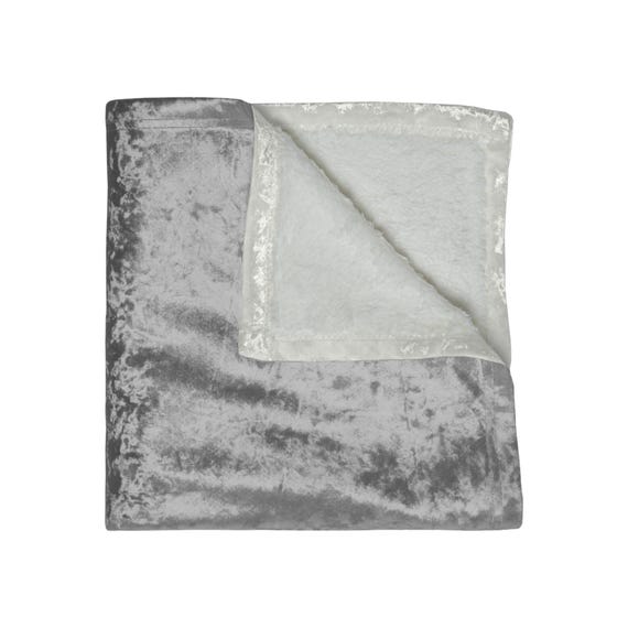 Silver Crushed Velvet Blanket / Large Metallic Throw / Warm Cozy Elegant Throw